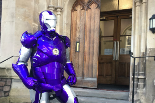 iron man suit outside David Smith building